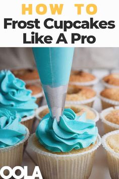 how to frost cupcakes like a pro with the title overlay that reads, how to frost cupcakes like a pro