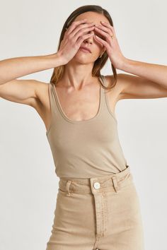 Scoop Neck Tank - Almina Concept Contemporary Wardrobe, Soft Summer, Seoul Korea, Fitted Silhouette, Staple Pieces, Swimwear Tops, Fashion Brands, Everyday Look, Lay Flat