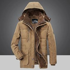 Season:Winter; Fabric:Polyester; Gender:Men's; Occasion:Daily Wear,Outdoor; Function:Warm,Thicken; Pattern:Solid Color,Plain; Design:Sporty,Hooded; Outerwear Type:Fleece Jacket,Winter Coat; Bust:null; Length:null Winter Parka Men, Men Winter Jacket, Snow Coat, Russian Winter, Loose Jacket, Thick Coat, Men's Windbreaker, Duck Down Jacket, Fur Parka