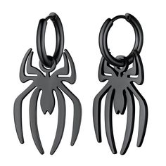 PRICES MAY VARY. 🔸Material: Made of stainless steel,non-deformable, and hypoallergenic. High polished on the surface, smooth and comfortable to wear. 🕷The spider earrings are full of Halloween fun, easy to match your spider themed costume, Halloween parties, cosplay, role play etc. Say “Happy Halloween”to the one you love. 🔸Dimensions: Inner Diameter:0.44 inch; Width:0.11 inch; Weight: 3.2g. 🔸Package: Comes in a gift box ready for gift giving, with a black pouch. 🔸Best gift choice for birth Angel Wings Fashion, Wings Fashion, Spider Jewelry, Spider Earrings, Mens Earrings Hoop, The Spider, Steel Earrings, Black Plates, Halloween Spider