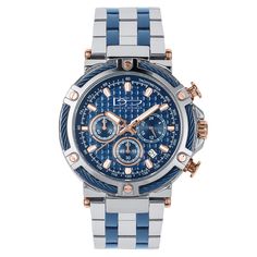 Regal Men's Watch Blue Watch Accessories With Metal Dial, Blue Chronograph Watch With Stopwatch, Elegant Blue Chronograph Watch With Metal Dial, Blue Stainless Steel Chronograph Watch, Luxury Blue Watches With Metal Dial, Stainless Steel Band, Steel Blue, Quartz Movement, Stainless Steel Bracelet