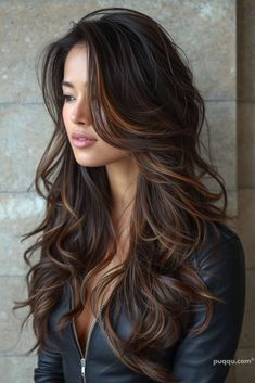 brown-hair-balayage-ideas- Balayage Ideas, Brunette Hair With Highlights, Dark Hair With Highlights, Hair Balayage, Burgundy Hair, Long Brown Hair