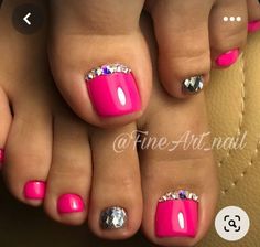 Diamond Toes Nails, Toe Art Designs, Art Pedicure, Glitter Toe Nails, Nails Toes, Toes Nails, Pedicure Colors