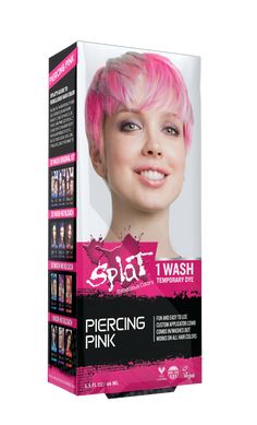 Bold, expressive pink hair color without the commitment. Turn up the volume on any hair look with this easy to apply Piercing Pink temporary hair dye. Comb applicator allows for precision application and quick dry formula reduces mess.  


Features / Benefits 

Easy comb applicator
Quick-dry formula
Shampoos out with warm water
Cruelty-free, vegan, gluten-free, ammonia & parabens free, non-GMO


1 fl. oz / 44 mL Temporary Pink Hair, Temporary Pink Hair Dye, Midnight Hair, Splat Hair Color, Hair Dye Shades, Hair Color Removers, Dyed Hair Care, Dyed Hair Ombre, Diy Hair Dye