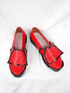 Fabric: PU Color:Red Details: GuiltyGear Cosplay Shoes Red Custom-Made, Custom made in your own measurements. Red Details, Cosplay Shoes, Red Color, Custom Made, Red, Fabric, Color, Tela