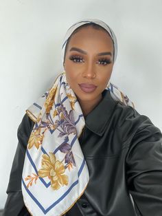 At Kaï apparel we are widely known for our beautiful multi wear satin scarf collection. Check out our page for more designs and patterns. Size 90x90cm perfect for turban or hijab styles as they are soft and easy to work with.  For more elegant modest clothing from lounge wear to abayas, hijabs, satin turbans, hijab magnets and more check out our Etsy store.  At KaÏ Apparel we love our fashion and decided to bring out our own modesty line to go with our style. We are in love with the pieces and hope you will love them too 😍 If you have any questions feel free to message us or check out our instagram *Note we do not do refunds and or Exchanges Trendy White One-size Headscarf, Trendy White Headwrap, White Satin Scarf For Spring, Elegant White Hijab, White One Size Headscarf, Trendy White Silk Scarf, Satin Head Wrap, Turban Styles, Satin Turban