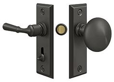 an image of two door knobs and handles on the same door handle, both in satin black