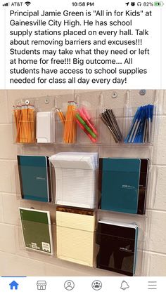 an instagramted post about school supplies hanging on a wall