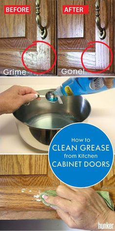 how to clean grease from kitchen cabinet doors