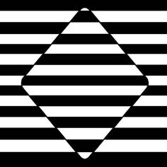 a black and white striped background with a diamond