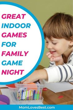 a young boy is playing with his family's game night ideas for indoor games