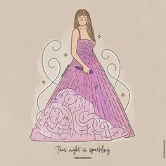 a drawing of a woman in a purple dress with the words, this would be spending