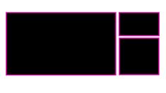 a black and pink rectangle is shown in the shape of a rectangle, with three squares on each side