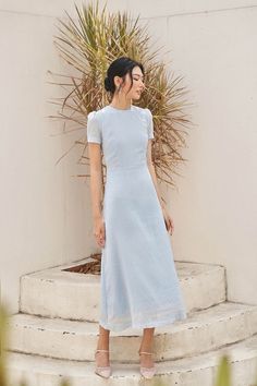 Simple Wedding Dress, Tailored Dress, Blue Midi Dress, Simple Wedding, Wedding Dresses Simple, Teen Fashion Outfits, Event Dresses, Modest Dresses, Dress Designs