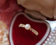 Vintage Pearl Ring Engagement, Vintage Pearl Engagement Ring, Baroque Pearl Ring, Vintage Pearl Rings