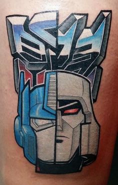 Tattoo Art Transformers Tattoo Ideas, 80s Tattoo Ideas, Transformers Tattoo, Left Tattoo, Jay Tattoo, Chicano Tattoos Sleeve, Twitch Logo, Comic Tattoo