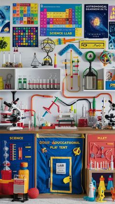 the science lab is full of colorful objects