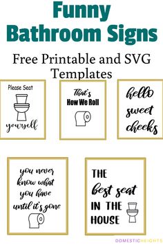 bathroom signs with free printable and svg templates to use on the toilet