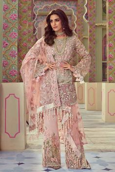 Pink Nikah Outfit|Tilla,Sequance,Crystal,Pearls & Nagh – Nameera by Farooq Crimson Wedding, Net Suit, Nikah Outfit, Pengantin India, Pakistani Dresses Online, Salwar Kamiz, Maria B, Bridal Photoshoot, Dresses Pink