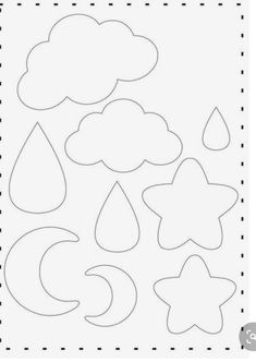 cut out shapes for clouds, stars and raindrops