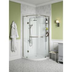 Glamour 38 in. x 77 in. Corner Drain Corner Shower Kit in White and Satin Nickel Hardware - Super Arbor Corner Tub Shower, Corner Shower Stalls, Shower Stall Kits, Acrylic Shower Walls, Corner Shower Doors, Corner Shower Kits, Glass Corner Shelves, Satin Nickel Hardware, Corner Tub