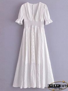 Robe longue en Organza élégante pour femmes, tenue de retour à l'école, taille élastique, col en V, manches bouffantes, ourlet fendu, robes de plage blanches, style Boho, été 2022 Beach Maxi Dress With Puff Sleeves, Fitted Puff Sleeve Maxi Dress For Vacation, Summer Puff Sleeve Solid Color Maxi Dress, Summer Puff Sleeve Maxi Dress In Solid Color, Summer Maxi Dress With Puff Sleeves In Solid Color, Summer Solid Color Maxi Dress With Puff Sleeves, Casual Puff Sleeve Maxi Dress For Beach, Puff Sleeve Midi Dress With Buttons For Summer, Casual Beach Maxi Dress With Puff Sleeves