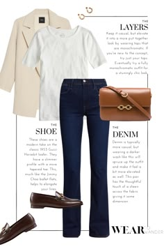 The Essentials - Wear to Wander Dramatic Classic Spring Wardrobe, Classic Brown Bag For Everyday, Timeless Structured Everyday Bag, Classic Everyday Washed Jeans, Classic Crew Neck Everyday Cardigan, Classic Non-stretch Jeans, Minimal Classic Style, Printed Skirt Outfit