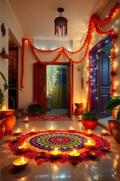 Diwali decoration ideas Diwali Home Entrance Decor, Diwali Entrance Decorations, Diwali Entrance Decor, Diwali Lights Decoration, Diwali Light Decoration, Diwali Decorations At Home Entrance, Diwali Desserts, Diwali Flowers, Diwali Decor Ideas