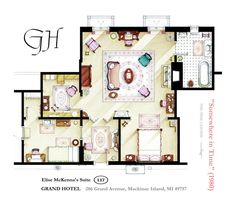 a floor plan for a suite at the grand hotel