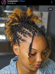 Short Loc Designs For Women, Dreds Locs Natural Hair, Loc Hairstyles On Short Locs, Starter Loc Short Styles, Hairstyle For Starter Locs, Braid Locks Locs Natural Hair, Loc Styled For Short Locs, Dreadlock Styles For Short Hair