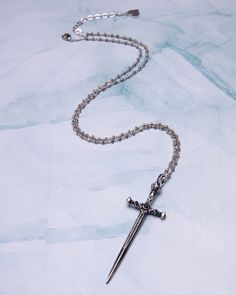 Dagger Cross Necklace – VidaKush Dagger Jewelry, Dagger Necklace, Rosary Style Necklace, 2025 Vision, Adjustable Necklace, Style Necklace, Necklace Sizes, Sticker Shop, Rosary