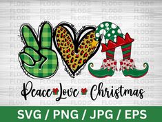 peace love christmas svg, png, dxf and eps files for cric