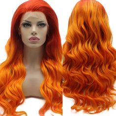 Maeve 22” Orange Ombre Curly Body Wavy Lace Front Wig *New* *New* Arrives New Texture As Shown Color As Shown Human Synthetic Blend Lace Front Wig 150% Density You Can Cut , Curl , And Style This Wig Heat Resistant On Low 22.5 In Circumference Hand Tied - Check My 5 Star Reviews You Could Cut The Front Lace To Blend As Your Own Hairline I Do Not Trade On Any Of My Wigs Bundle With The Got2b Ultra Gel Or Ghost Bond To Save 10% Off $$$ Deep Twist Crochet Braids, Dark Brown Hair Extensions, Blonde Cosplay Wig, Synthetic Human, Ombre Burgundy, Long Hair Wigs, Ombre Hair Extensions, Blonde With Pink, Wig Color