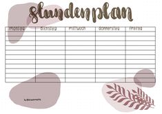 a printable planner with leaves and the words,'slundenplan '