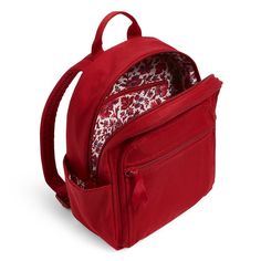 Vera Bradley Small Backpack Cardinal Red Casual Red Backpack With Zipper Pocket, Casual On-the-go Softback Backpack, Casual Backpack With Anti-theft Pocket For On-the-go, Functional Cotton Backpack With Zipper Closure, Red Backpack With Zipper Pocket For Everyday Use, Red Softback Backpack For Everyday Use, Red Softback Travel Backpack, Red Nylon Backpack For Everyday, Casual Softback Backpack With Anti-theft Pocket