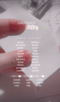 a person's hand with red nails holding up a piece of paper that says username