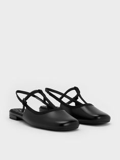 T-Bar Mary Jane Slingback Flats Elegant Black T-strap Slingback Sandals, Black Slip-on Slingback Sandals For Evening, Black Evening Slingback Slip-on Sandals, Boxy Bags, Slingback Flats, Brand Collaboration, Preppy Aesthetic, Charles Keith, Low Block Heels