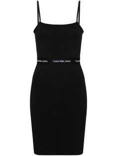 black stretch-cotton jersey texture square neck spaghetti straps elasticated waistband with jacquard logo motif thigh-length straight hem Calvin Klein Outfits, Jeans Logo, Mini Dress Black, Calvin Klein Dress, Calvin Klein Dresses, Black Stretch, Calvin Klein Jeans, Jeans Dress, Square Neckline