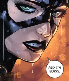 an image of a woman with green eyes and black hair in the rain wearing a catwoman mask