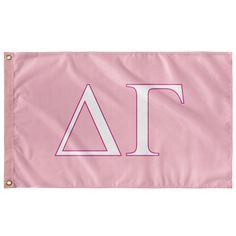 a pink flag with the letter t on it