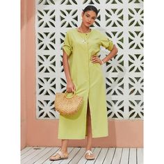 Season:Spring  Summer,Autumn / Fall; Fabric:100% Cotton; Sleeve Length:Half Sleeve; Dress Length:Midi; Look After Me:Machine wash,Wash with similar colours; Gender:Women's; Style:Casual Daily; Elasticity:Inelastic; Occasion:Vacation,Casual Daily; Details:Pocket; Dresses Type:Shift Dress; Pattern:Solid / Plain Color; Design:Basic,Split Ends; Neckline:Crew Neck; Trends:Loose; Listing Date:05/09/2024; Bust:; Length:; Shoulder Width:; Sleeve:; Fit US Size:; Fit UK Size:; Fit FR Size:; Fit DE Size:;