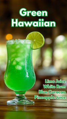 Green Hawaiian Cocktail Green Hawaiian Cocktail, Cocktails With Pineapple Juice, Jungle Juice Recipe Alcoholic, Pineapple Juice Cocktails, Pineapple Alcohol Drinks, Hawaiian Drinks, Hawaiian Cocktails