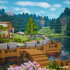 Minecraft Flower Shop Minecraft Flower Forest Builds, Minecraft Town Houses, Minecraft Landscaping Ideas, Minecraft Flower Garden, Minecraft Flower Shop, Minecraft Landscaping, Minecraft Id, Minecraft Landscape, Build A Flower