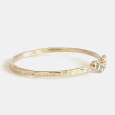 Showcasing effortless movement and stunningly handcrafted in Brooklyn, this ring is beautiful in a stack or on its own as a pop of elegance. Hammered Rings, White Diamond, Ring Size, Yellow Gold, Band, Gold