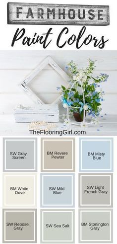 Farmhouse paint colors.  Best shades of paint for modern farmhouse decor.  #farmhouse #paint #shades #farmhousestyle #farmhousedecor #homedecor #diyhomedecor #rustic Farmhouse Paint Colors, Farmhouse Paint, Casa Country, Farmhouse Remodel, Favorite Paint Colors, Interior Paint Colors, The Farmhouse, Country Style Homes, Country House Decor