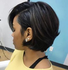 Side-Parted Short Brunette Hairstyle Bob Hairstyles, African American, Black Hair, A Woman, Black Women, Hairstyles, Hair, Black