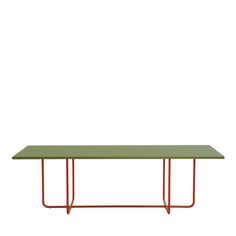 a green table with red legs on a white background