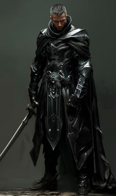 Medieval Warrior Men, Male Knight Art, Knight Armor Design Male, Futuristic Medieval, Zombie Warrior, Fantasy Assassin, Black Paladin, Dark Paladin, Knight Outfit