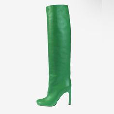 Super Cute & Comfy Green Knee High Wide Calf Boots Milanoo Boots Size 8 Chic Green Heeled Boots With Round Toe, Chic Green High Heeled Boots, Chic Green Boots With Round Toe, Green Leather Heeled Boots For Party, Green Heeled Boots With Reinforced Heel For Spring, Chic Green Boots With Reinforced Heel, Chic Green Knee-high Boots, Chic Green Closed Toe Boots, Chic Green Leather Boots