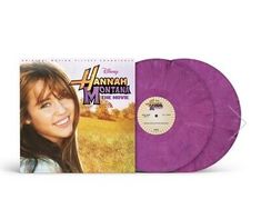 purple vinyl record with an image of hannah and the movie poster on it's cover